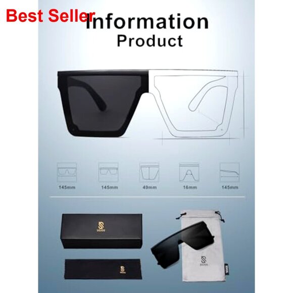 Square Frame Sunglasses with Mirrored Lenses UV400 Protection main image 4